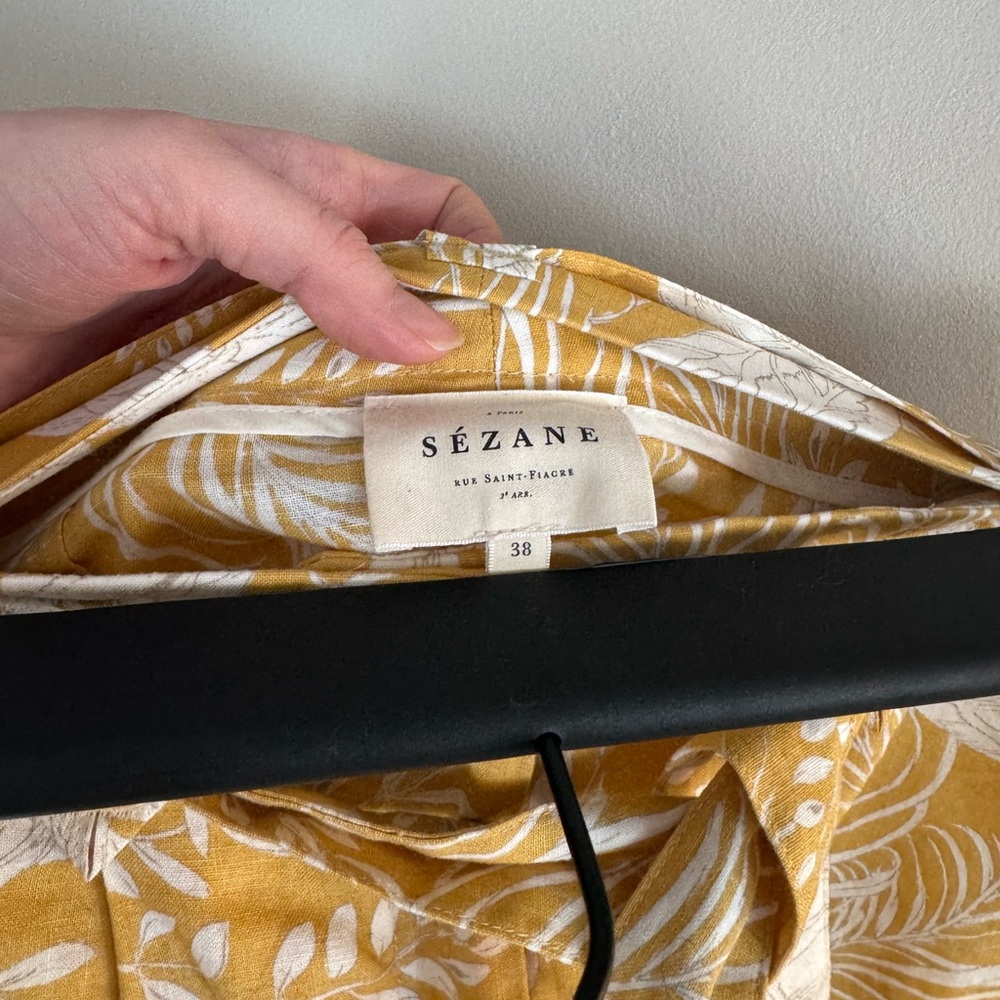 Sezane Yellow Print Lucas Linen Cotton Shorts - Picture 7 of 10